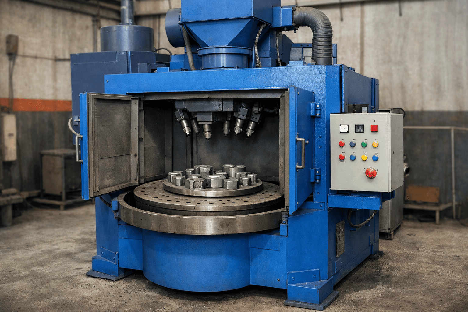 Industrial shot blasting machine in action (2) (1)
